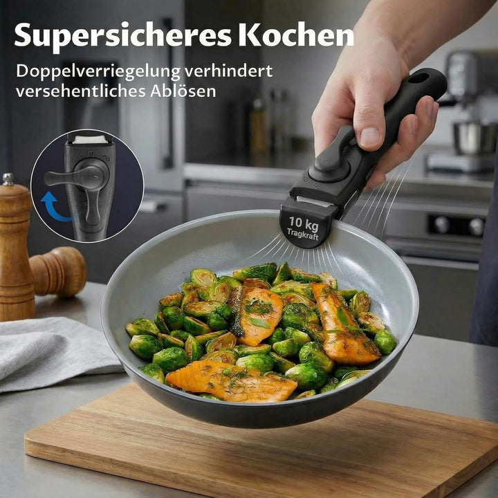 BEZIA Pfannenset mit abnehmbarem Griff, Bratpfannen Set mit Keramikbeschichtung, Induktions Pfannen