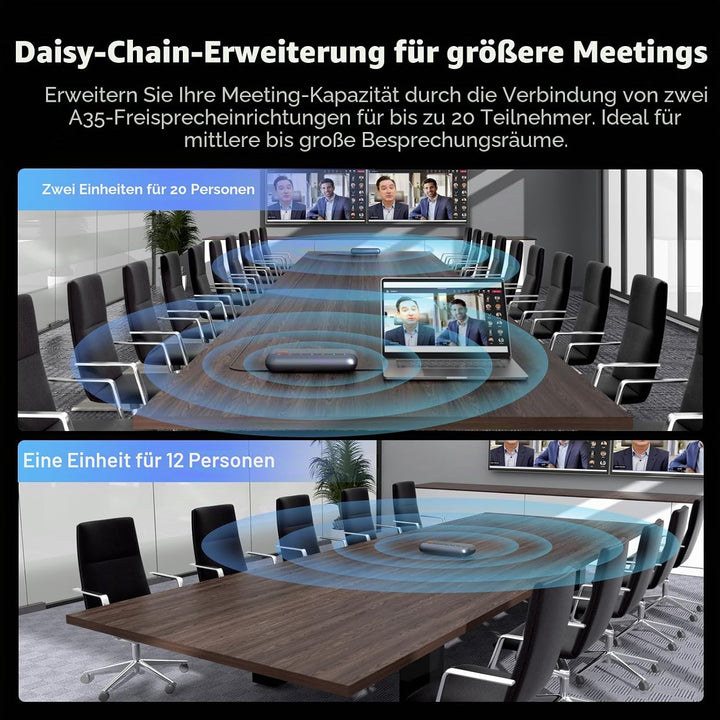 Nuroum A35 Konferenzlautsprecher und Mikrofon, AI-Powered Noise Cancelling, 32kHZ 13ft Voice Pickup/