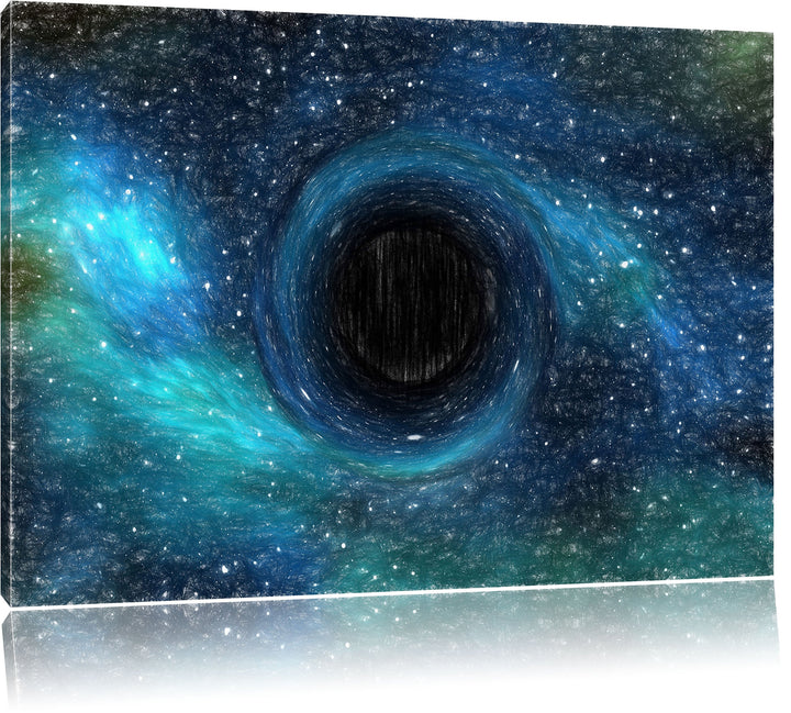 Pixxprint Schwarzes Loch im Weltall als Leinwandbild/Grösse: 100x70 cm/Wandbild/Kunstdruck/fertig be