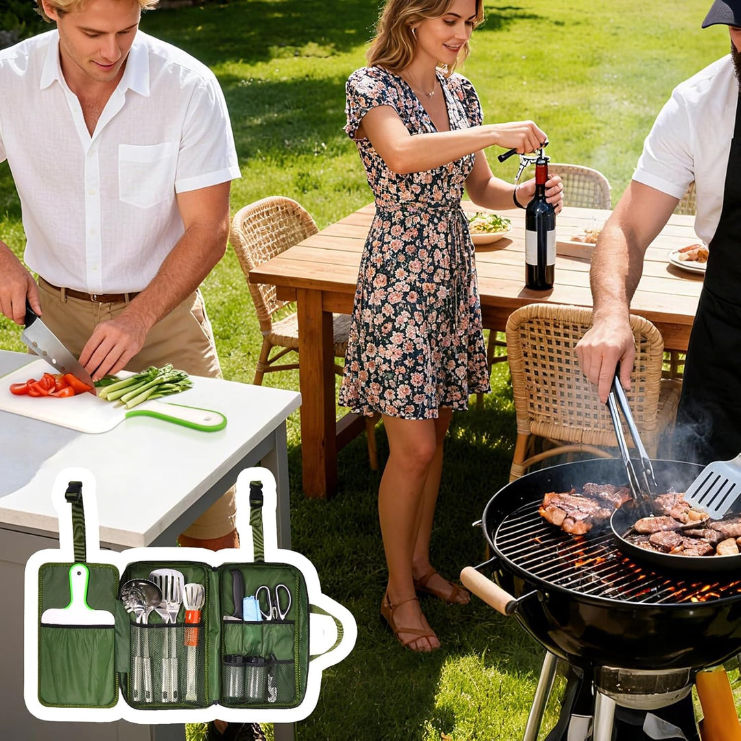 Camping Küchenhelfer Set mit wasserdichte Tasche für Camping Kochgeschirr,Camping Geschirr,Klein und