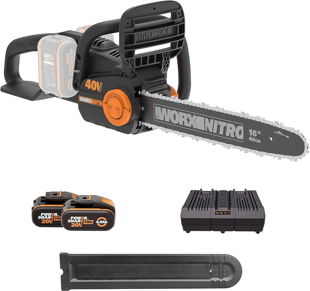 WORX WG385E NITRO Akku Kettensäge 40V (2x20V) - bürstenloser Motor - automatischer Kettenspannung -