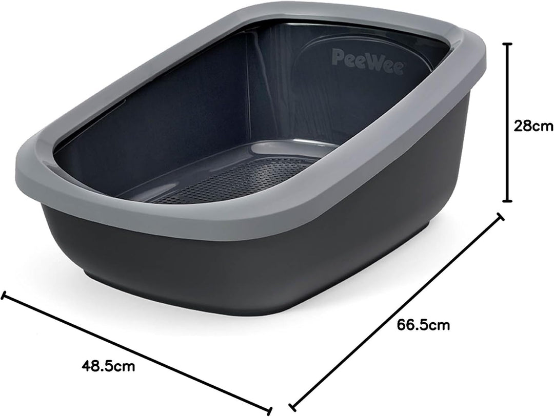 PeeWee Katzentoilette EcoGranda Katzenklo Schale offen Katzen WC inkl. 3kg Streu, Farbe:Grau, Grau