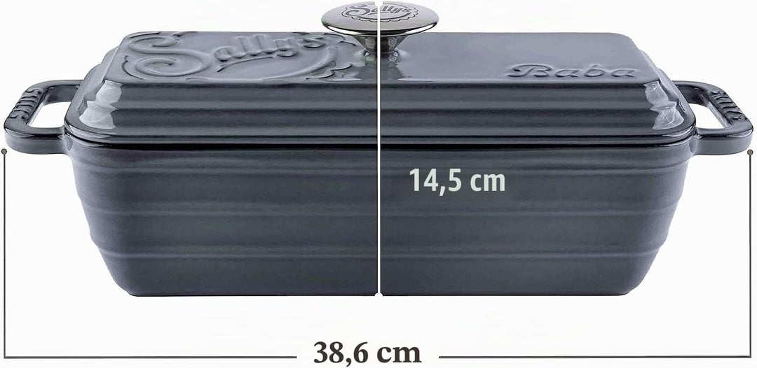 Sallys Gusseisen Brot- Backform Baba (Smokey Grey Majolika), Smokey Grey Majolika