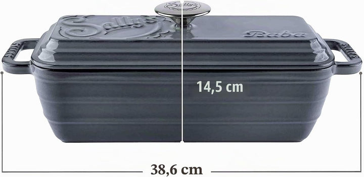 Sallys Gusseisen Brot- Backform Baba (Smokey Grey Majolika), Smokey Grey Majolika