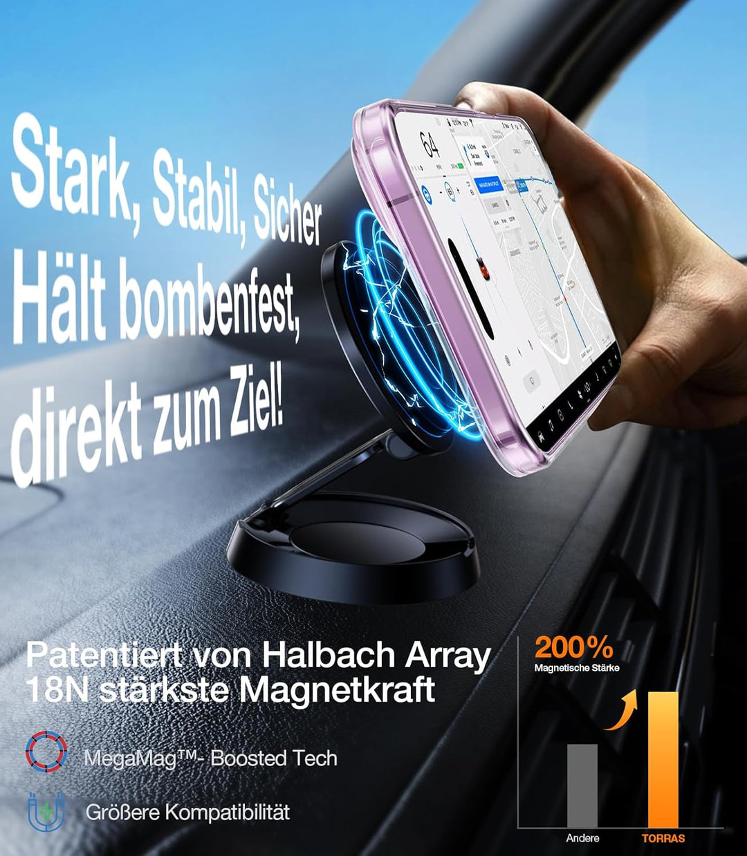 TORRAS Ostand L1 für iPhone 16 Plus Hülle mit Flügelständer Kompatibel mit MagSafe-Zubehör 3,66m Zer