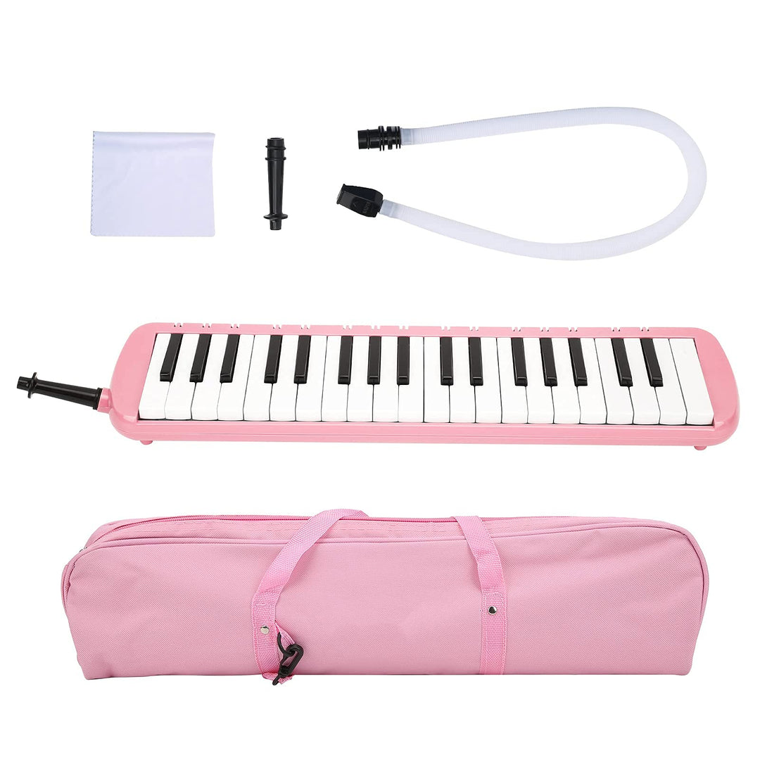 Melodica 37 Tasten Tastatur Melodica Blasmusikinstrument für Anfänger Professionelles Training (Rosa