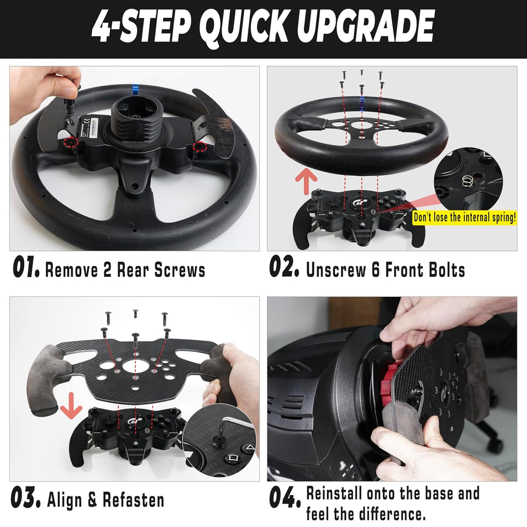 sciuU 4mm Carbon Lenkrad Mod kompatibel mit Thrustmaster T300 RS & GT Edition - 300g Leichtbau Formu