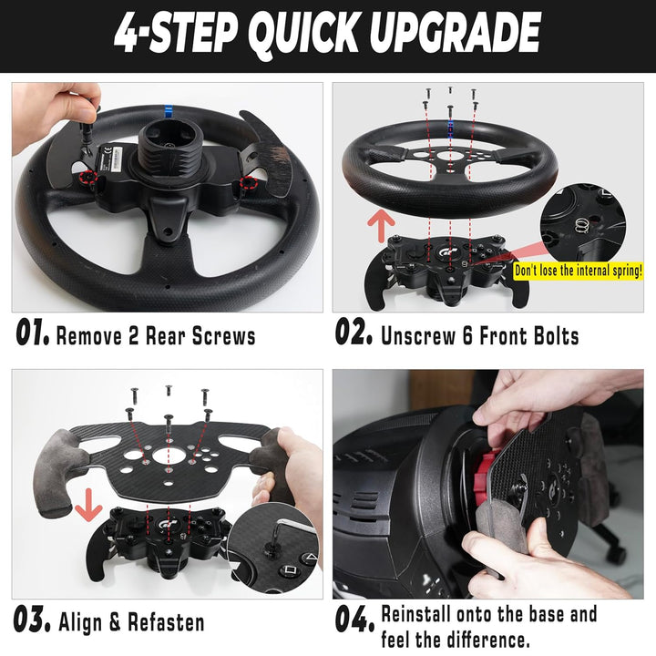sciuU 4mm Carbon Lenkrad Mod kompatibel mit Thrustmaster T300 RS & GT Edition - 300g Leichtbau Formu