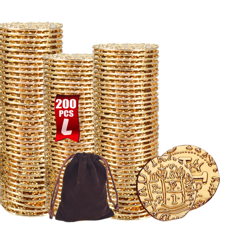ZUCOS Piraten Münzen Zubehör,Goldmünzen-Set, Metall Goldtaler Deko Dublonen für DND Brettspiele, Cos