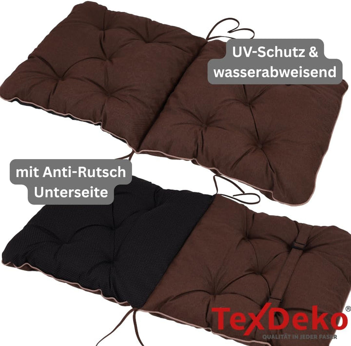 TexDeko® Ecolen Niedriglehner Auflage für Gartenstuhl 50x50x50cm Leinenstruktur hochwertig gepolster