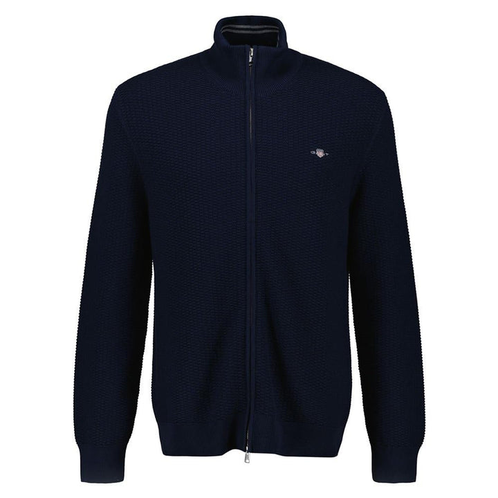 GANT Herren Cotton Pique Zip Cardigan Strickjacke S Evening Blue 1, S Evening Blue 1