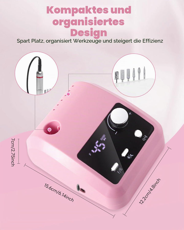 CozyZen Elektrische Nagelfräser Professional: 45000 U/min Nagelpflege-Kit mit LCD-Display, Hand- &amp; F