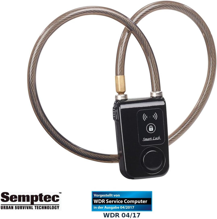 Semptec Urban Survival Technology Alarmschloss: App-gesteuertes Kabelschloss, Bluetooth, Alarm für F