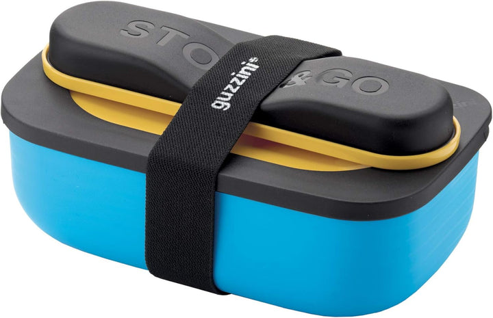 Guzzini - On The Go, STORE&GO Set Lunchbox mit Reisebesteck - Ocker, 20 x 12 x h7 cm | 900ml - 17110
