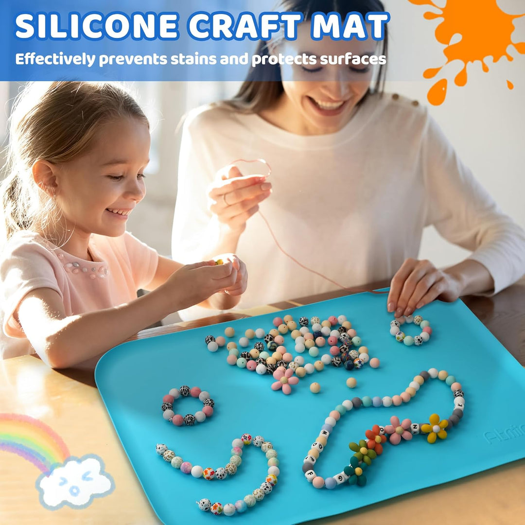 AtMini Silikonmatte Gross 60 x 40 cm，bastelunterlage Kinder für Kunsthandwerk, Sand Art, Malen, Harz