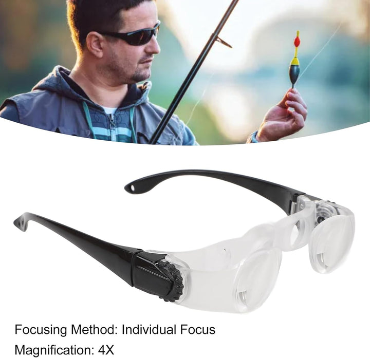 Fishing Zoom Brille, HD 4 fache Vergrösserung, freihändig manueller Fokus, für Angeln, Oper, ABS Opt
