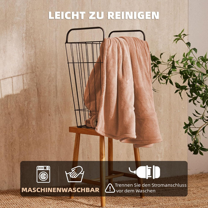 JET'S HOME Heizdecke 130x180cm - Wärmedecke Heizdecke mit Abschaltautomatik Einstellbarer Timer 10 S