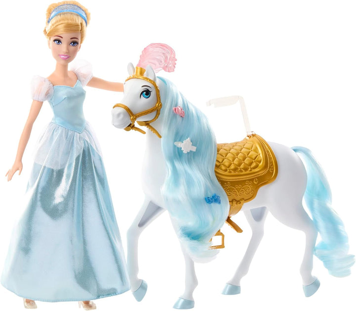 DISNEY Cinderella - Gesattelt und bereit für den Ball, bewegliche Knie und Styling-Zubehör für Pferd