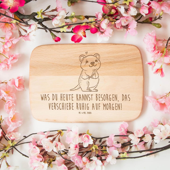 Mr. & Mrs. Panda Schneidebrett Quokka Happy - Geschenk, Verschieben, jausenbrett, snackbrett, Lustig