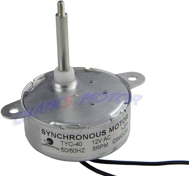 CHANCS Synchronmotor TYC40 12V DC 5U/min Welle 35mm mit DC-Netzteil - Eingang 100/240V Ausgang DC 12