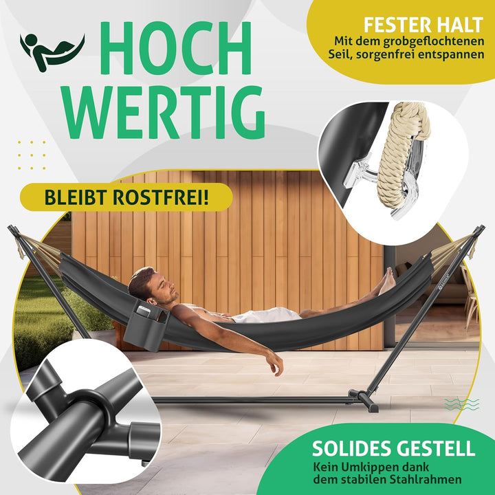 KESSER® Hängematte Lake mit Gestell, Doppel für 2 Personen, 200kg Belastbarkeit, Indoor &amp; Outdoor, X