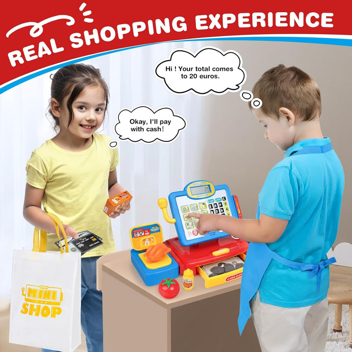 Dreamon Kasse Kinder Spielzeug, Spielkasse Kinderkasse Mit Scanner Und Sound Kaufladen Zubehör Rolle