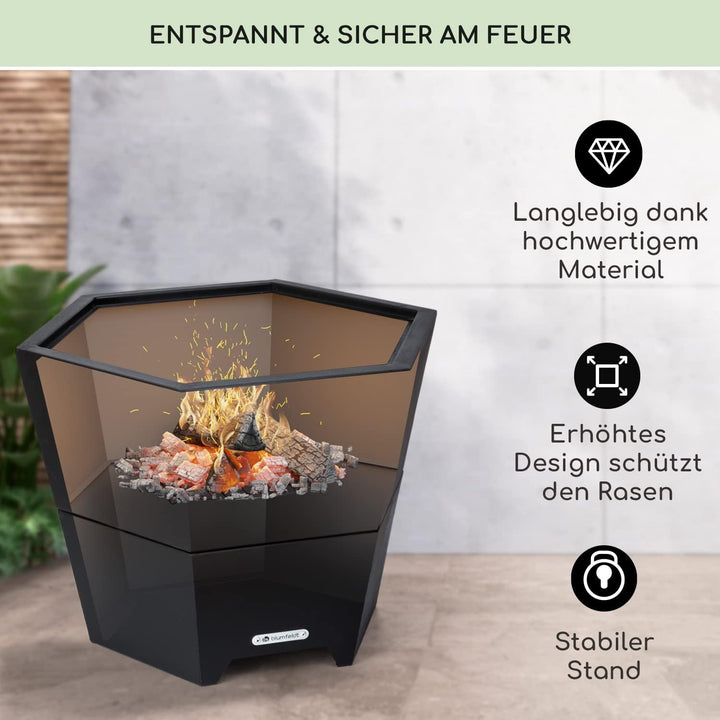 Blumfeldt Feuerschale Mit Grillrost - Outdoor Stahl-Feuerschale Gross für Balkon & Camping, Mobile 6