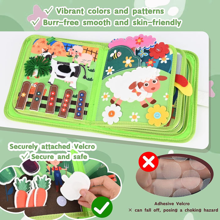 3D Filz Bauernhof Quiet Book, Busy Board Montessori Spielzeug ab 1-3 Jahre, Quiet Book Activity Boar