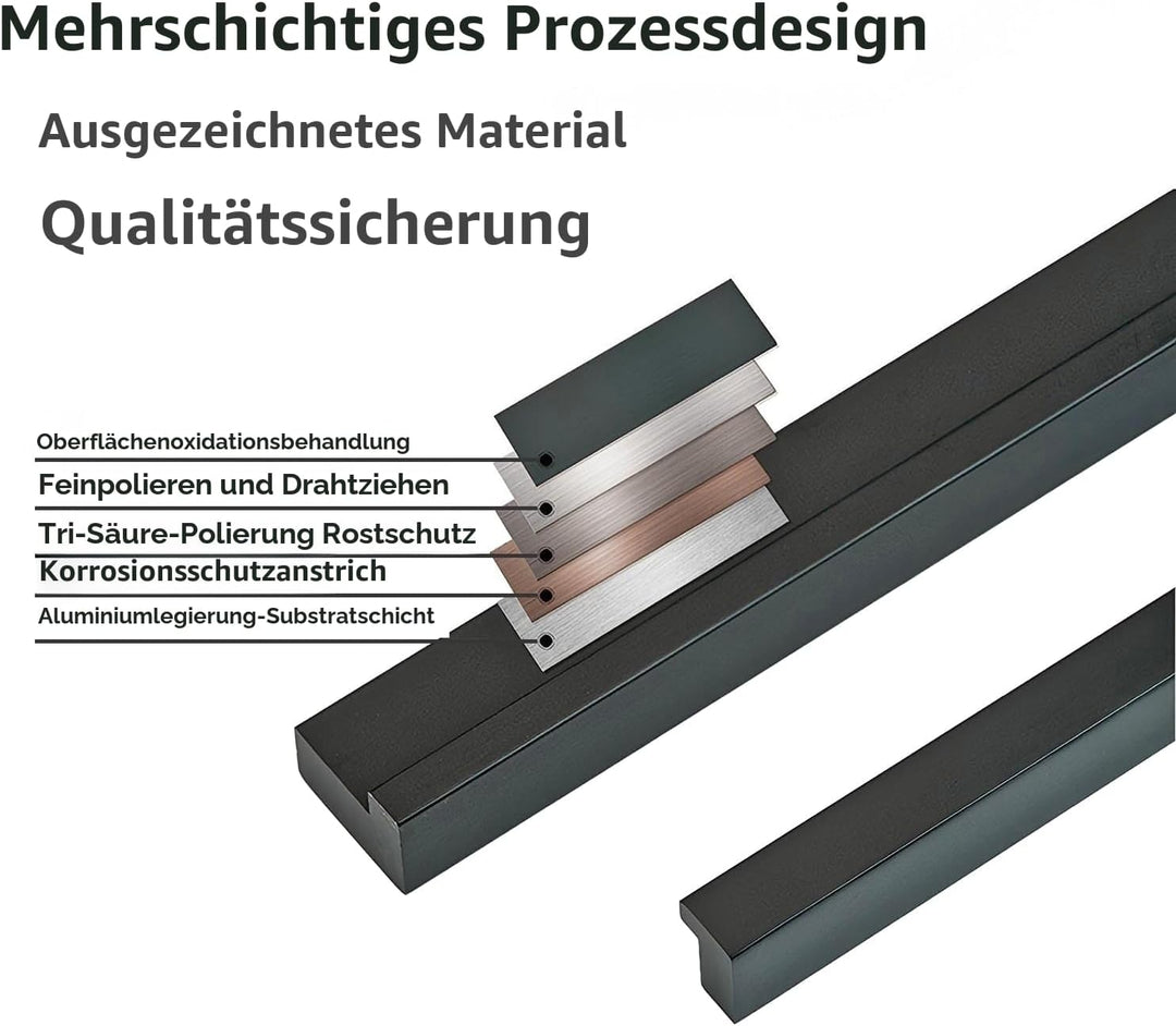 Qrity 10 Stück Aluminiumlegierung Möbelgriff Stangengriff Bohrlochabstand 288 mm Küchengriff Schrank