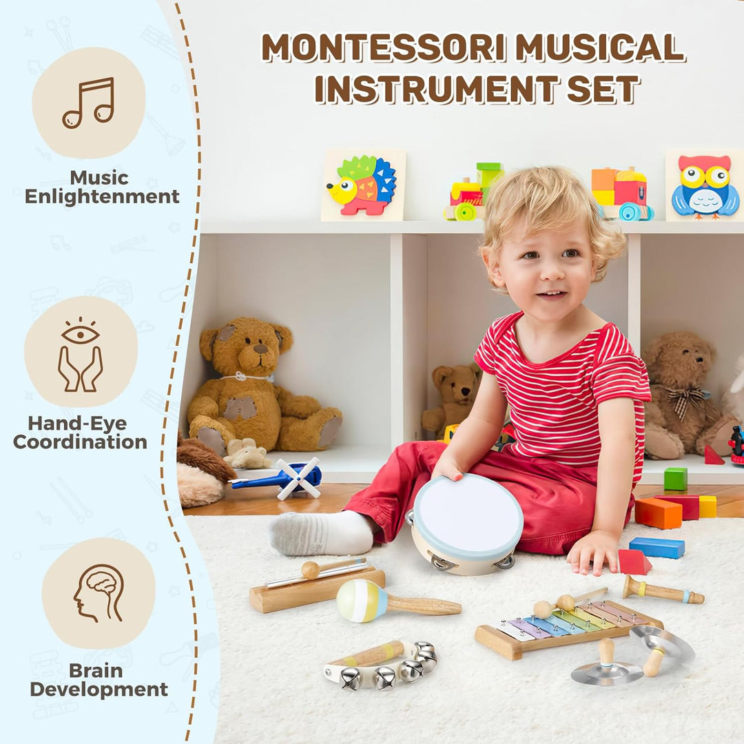 Musikinstrumente Kinder ab 3 Jahre, Montessori Musikalische Spielzeuge für Babies mit Xylophon Kinde