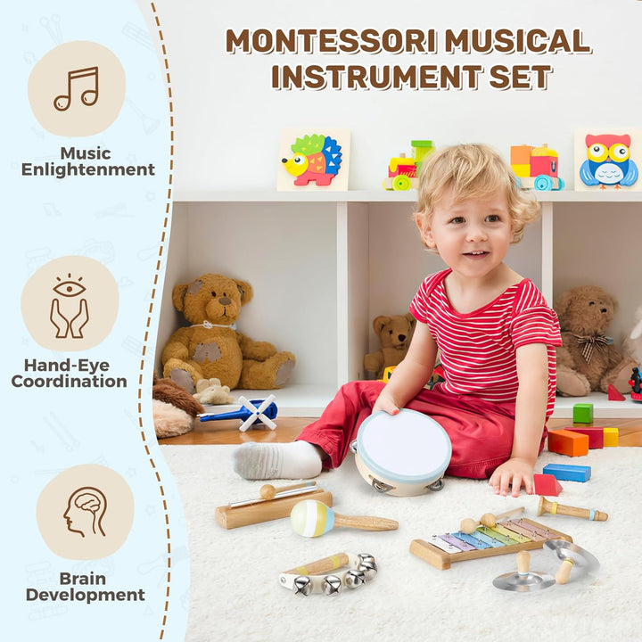 Musikinstrumente Kinder ab 3 Jahre, Montessori Musikalische Spielzeuge für Babies mit Xylophon Kinde