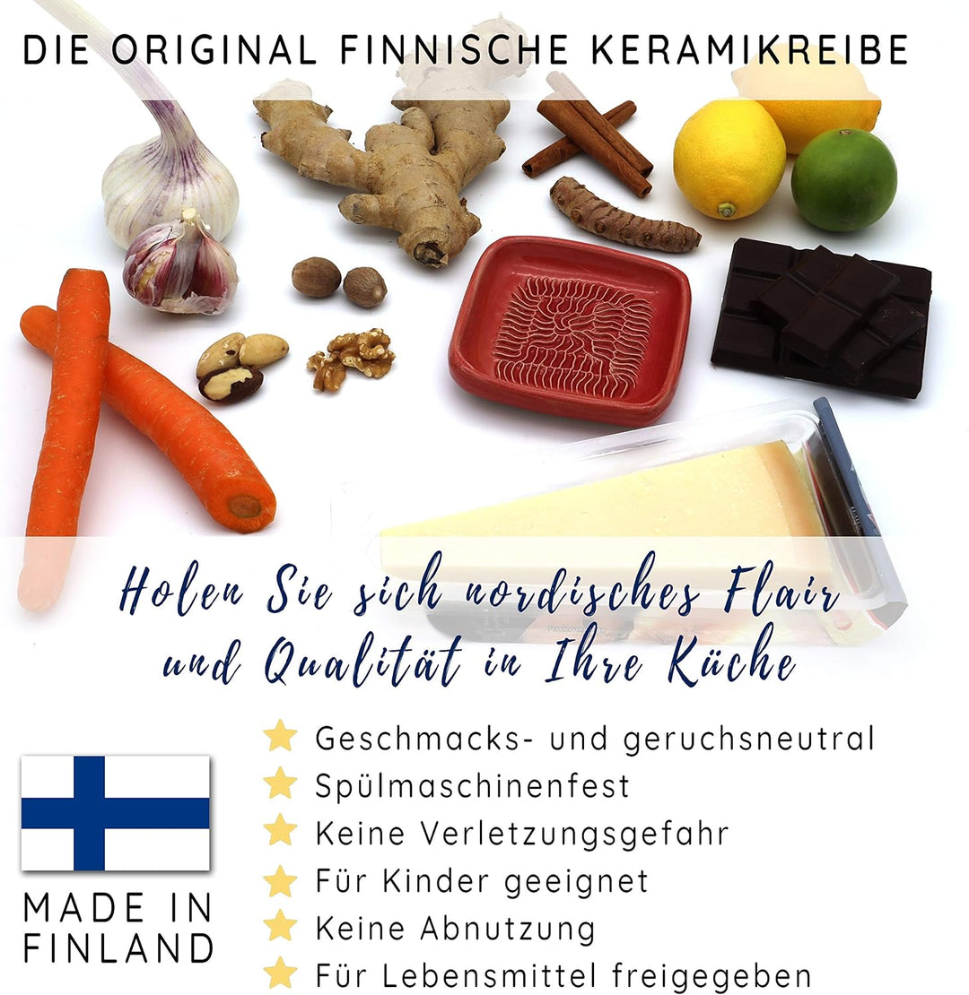 Ceramico Reibeteller &amp; Backpinsel mit Naturborsten, Set aus Keramik für Knoblauch, Ingwer, Muskat, H