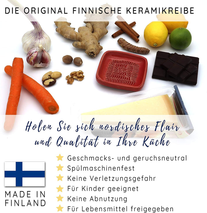 Ceramico Reibeteller &amp; Backpinsel mit Naturborsten, Set aus Keramik für Knoblauch, Ingwer, Muskat, H