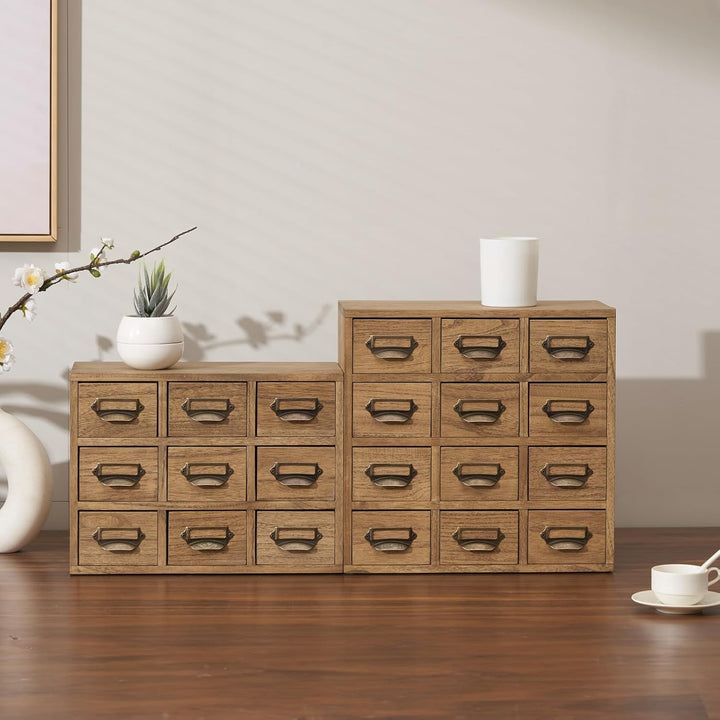 KIRIGEN Wooden Desk Storage Cabinet 12 Schubladen Mini Chest mit Metallgriffen Desktop Organizer Sto