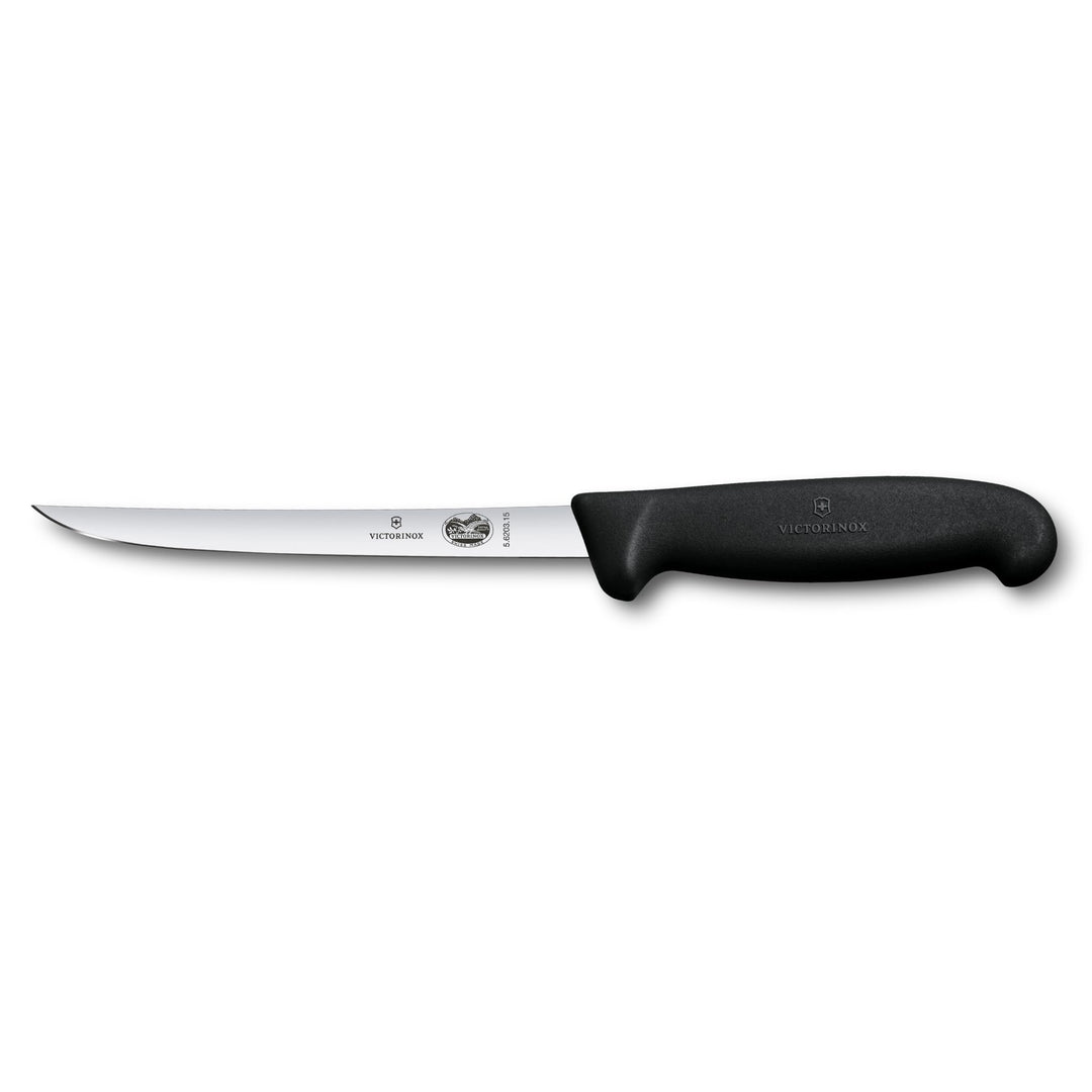 Victorinox Fibrox Ausbeinmesser, Scharfes Küchenmesser für Geflügel und Fisch, 15 cm, Gerade Klinge,