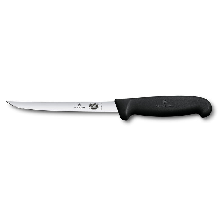 Victorinox Fibrox Ausbeinmesser, Scharfes Küchenmesser für Geflügel und Fisch, 15 cm, Gerade Klinge,