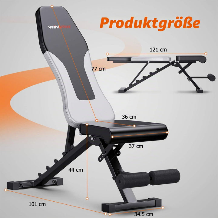 WINNOW Verstellbare Hantelbank Klappbar Heimtraining Fitness Trainingsbank Schrägbank Negativbank Fl