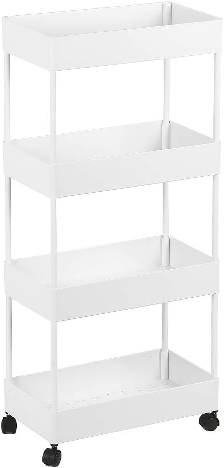 Wefun 4 Schichten Nischenregal Aufbewahrung Badregal Ordnungswagen mit Rollen zum Küche Wohnzimmer S