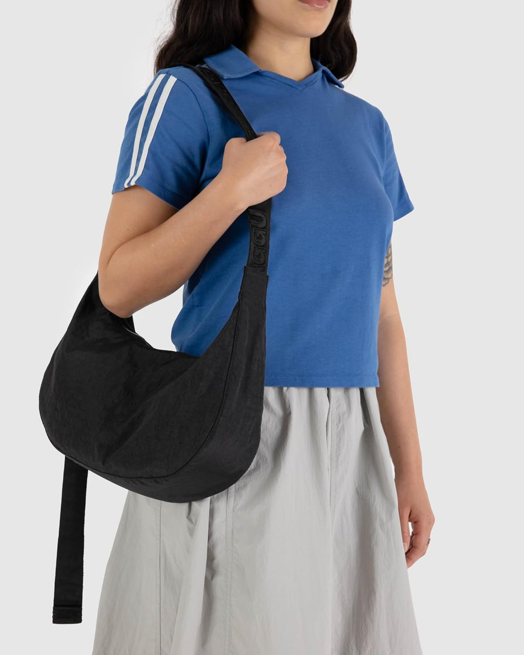 BAGGU Medium Nylon Crescent Bag Western Schwarz, Schwarz