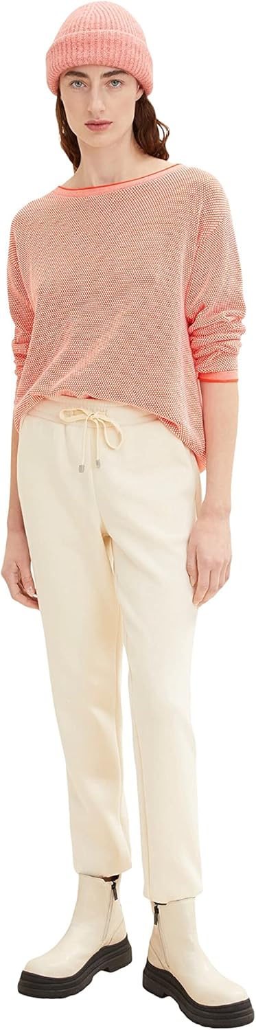 TOM TAILOR Damen Strickpullover aus Bio-Baumwolle XS 31310 - Red Bubble Structure, XS 31310 - Red Bu