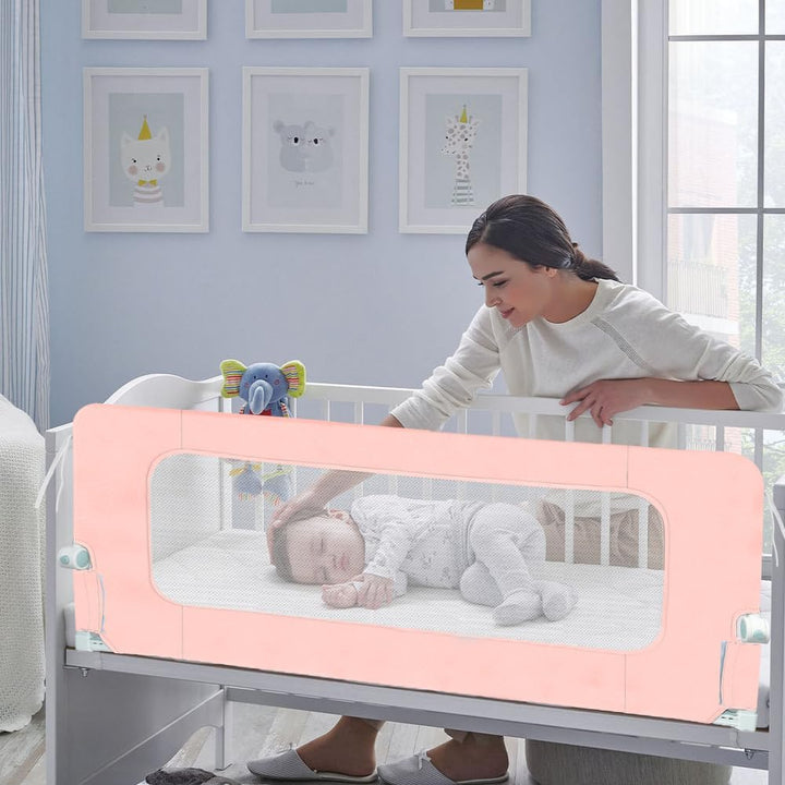 Bettgitter Rausfallschutz für Kinderbett &amp; Babybett, Höhenverstellbar und Klappbar, Ohne Bohren Mont