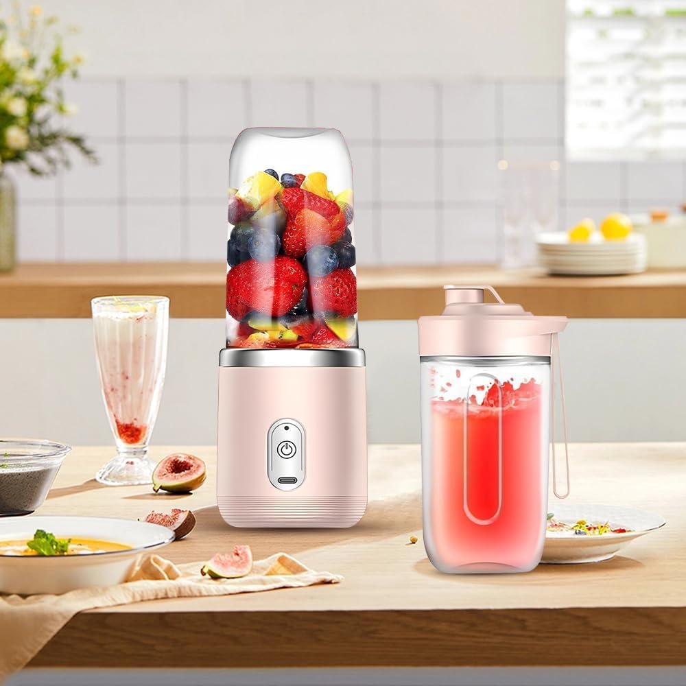 Smoothie Maker, 400ml Tragbarer Mixer Mini Blender mit 6-Klingen Edelstahl Klein Smoothie Maker to G