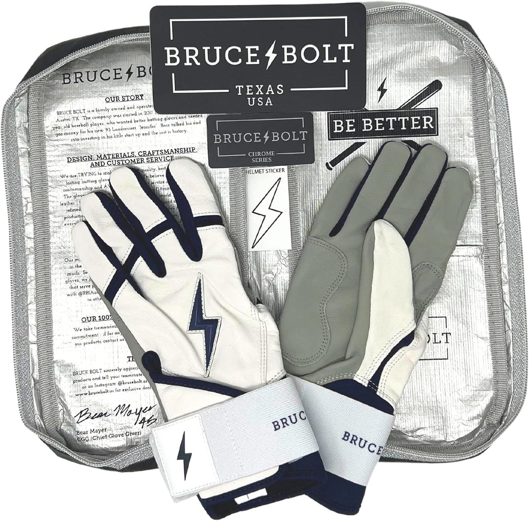Bruce Bolt Chrome Series Long Cuff Batting Glove Marineblau YTH Small, Marineblau YTH Small