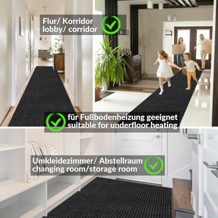 ANRO Schmutzfangmatte Mischa Teppich Läufer Meterware rutschfest & zuschneidbar | Indoor Outdoor Fus