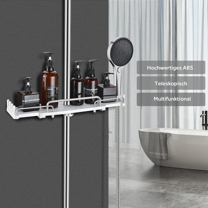 LOLYPOT Duschablage Ohne Bohren Teleskopisch 32-48cm, Duschablage zum hängen Badezimmer Organizer, D