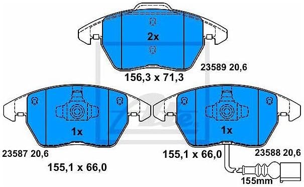 ATE Bremsenset Vorderachse inkl. Bremsscheiben vorne Ø 288 mm belüftet und Bremsbeläge vorne + Warnk