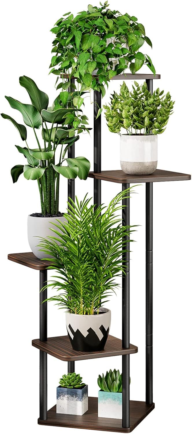 Blumenständer 5-stufiges Pflanzenregal aus Metall für mehrere Pflanzen, hohe Eckblumenhalter für Ter