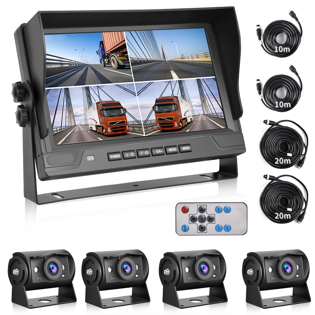 Hodozzy 1080P Rückfahrkamera 4 Kameras mit 9 Zoll DVR 4 Geteilte Monitor, 4 AHD Kameras IP68 Wasserd