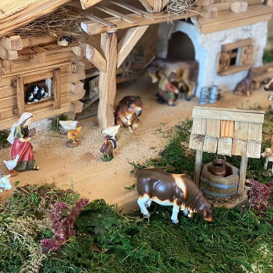 FADEDA Hofbrunnen mit Dach/Höhe: 12cm/handbemalt/detailgetreue Krippen Figuren - Weihnachten Tisch D