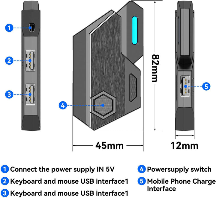 Tastatur Maus Konverter, Bluetooth 5.0 Tastatur und Maus Adapter Game Controller Adapter für PUBG Mo